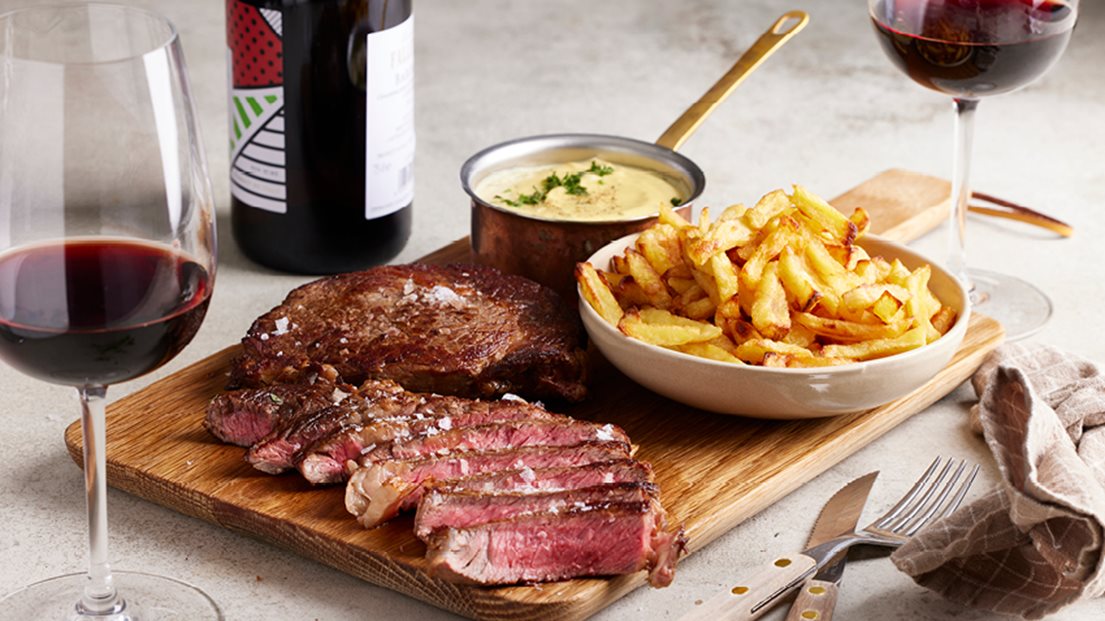 Bøf bearnaise | Med pommes frites og stegte grøntsager | Se her!