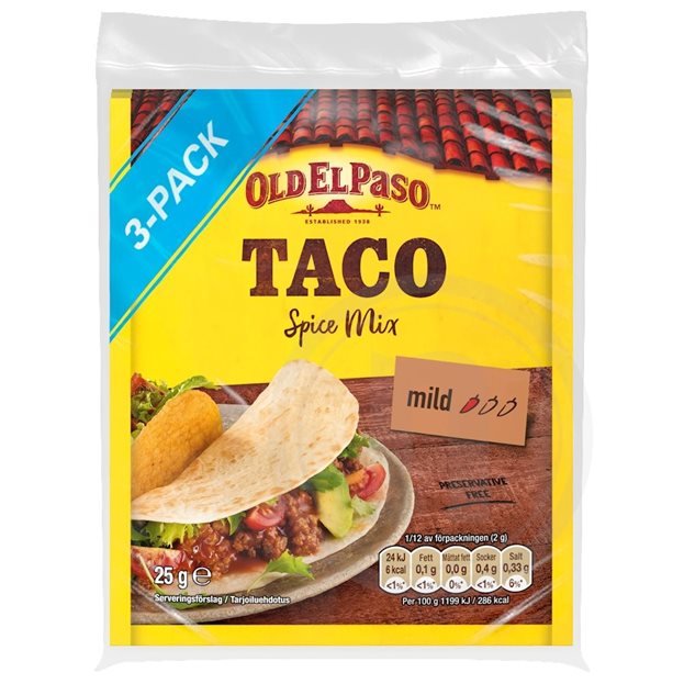 Taco spice mix (mild) fra Old El Paso – Leveret nemlig.com
