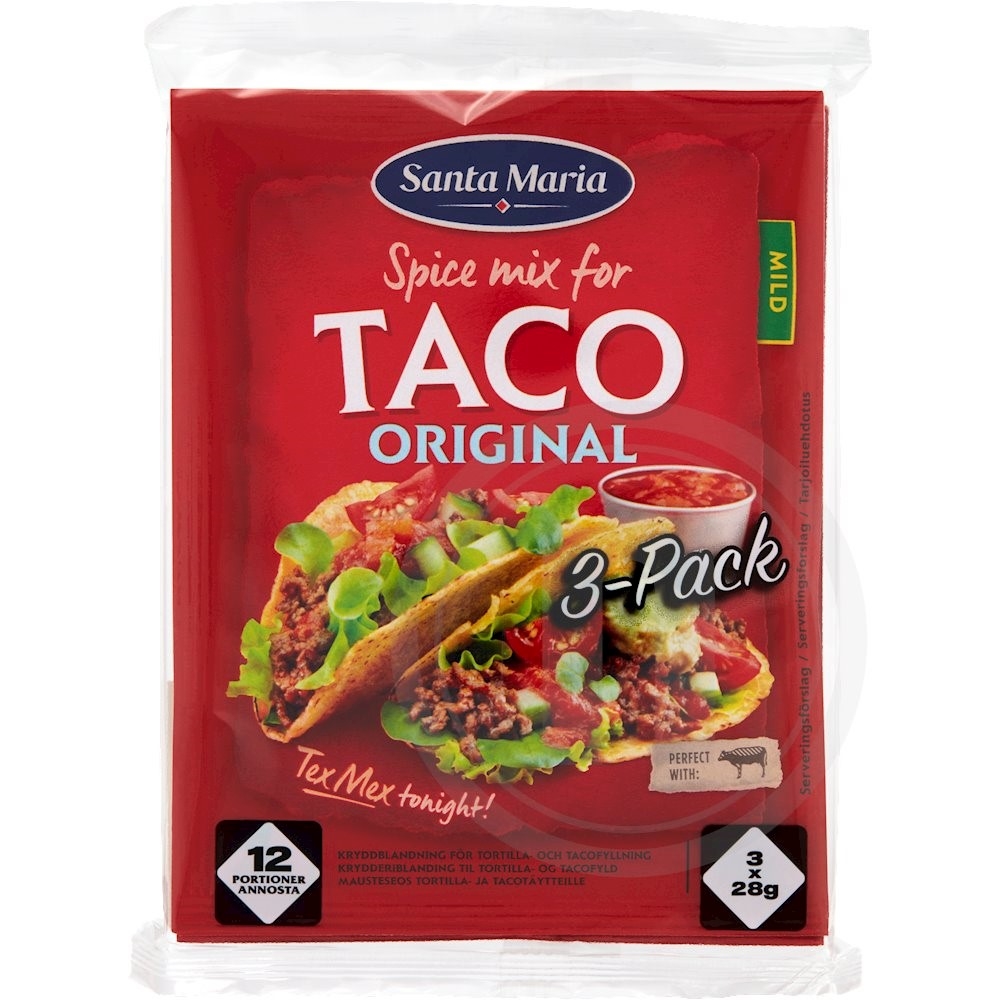 løg snigmord kølig Taco spice mix (mild) fra Santa Maria – Leveret med nemlig.com